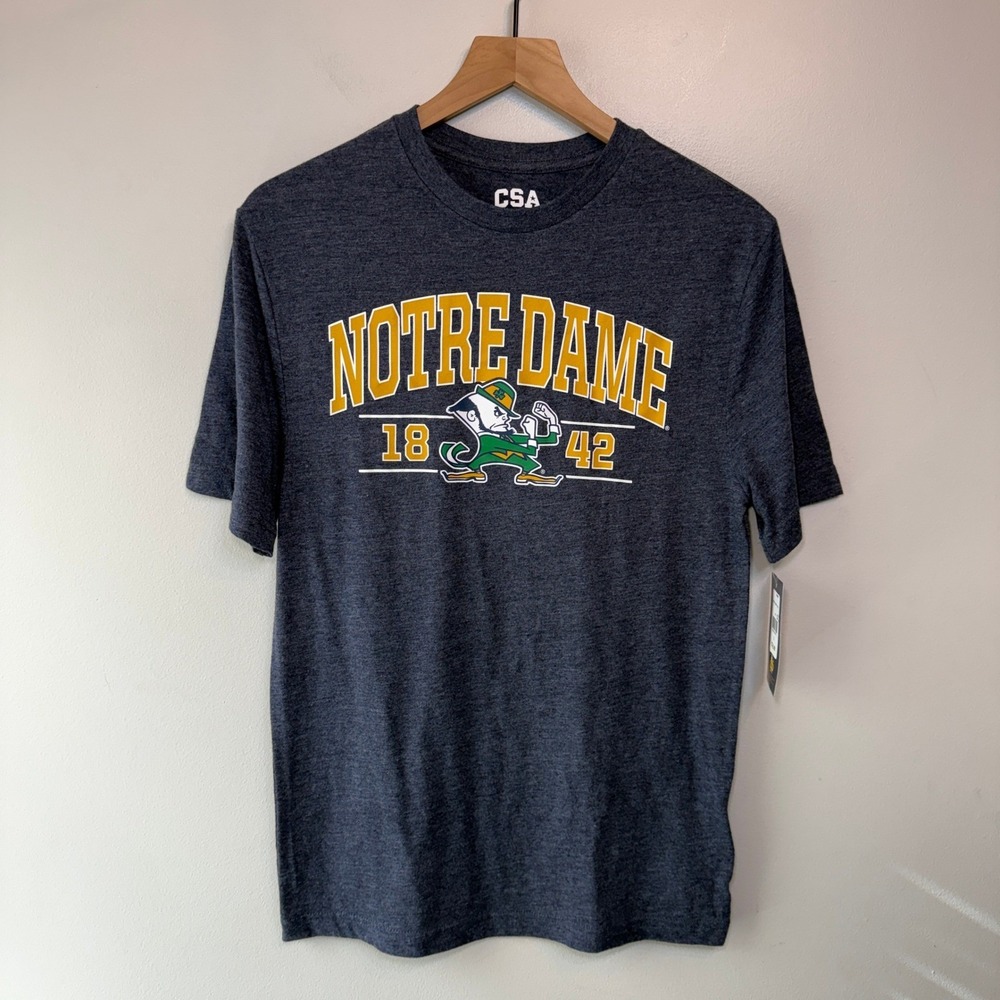 CSA Notre Dame Fighting Irish Men's Short Sleeve T-Shirt Heather Navy Small NWT